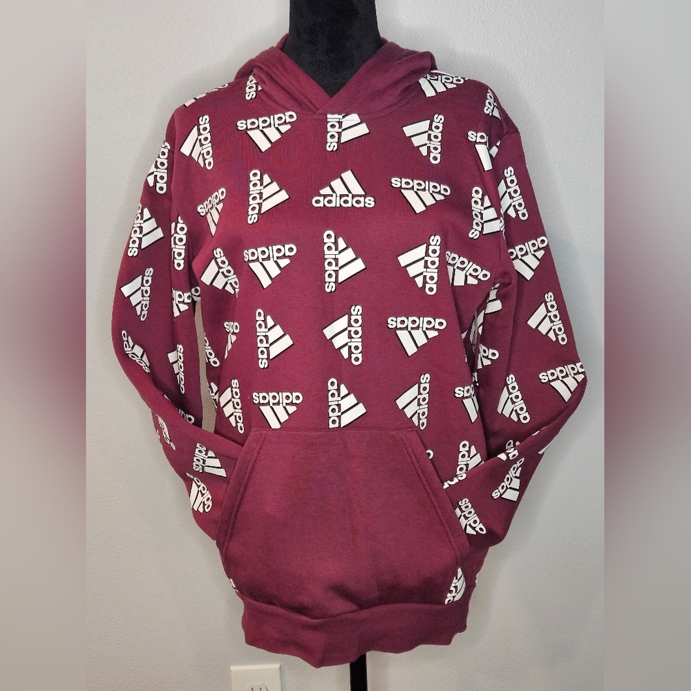 Mens sz SM Adidas logo hooded sweatshirt